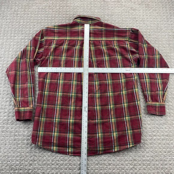 Panhandle Slim Shirt Men Medium Red Yellow Blue Green Plaid Button Down Western - Picture 4 of 6